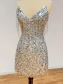 Trendy Sheath Spaghetti Straps Sequin Short/Mini Homecoming Dress