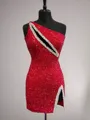 Fashion Sheath One-Shoulder Sequin Short/Mini Velvet Sequins Homecoming Dress