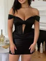 Hot Sheath Off-the-Shoulder Pleated Short/Mini Corset Homecoming Dress