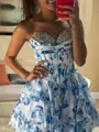 Glamorous A-line Sweetheart Cascading Ruffles Short/Mini Corset Homecoming Dress