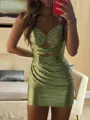 Elegant Sheath Sweetheart Pleated Short/Mini Silk Like Satin Corset Homecoming Dress
