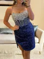 Gorgeous Sheath Straight Rhinestone Short/Mini Sequins Corset Homecoming Dress