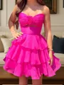 Splendiferous A-line Sweetheart Cascading Ruffles Short/Mini Chiffon Homecoming Dress