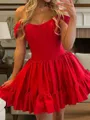Stunning A-line Off-the-Shoulder Ruffles Short/Mini Taffeta Corset Homecoming Dress