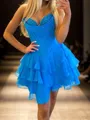 Trendy A-line Sweetheart Cascading Ruffles Short/Mini Chiffon Corset Homecoming Dress