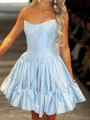 Fashion A-line Straight Beading Short/Mini Taffeta Corset Homecoming Dress