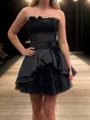 Exquisite A-line Straight Flower Short/Mini Silk Like Satin Corset Homecoming Dress