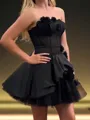 Exquisite A-line Straight Flower Short/Mini Silk Like Satin Corset Homecoming Dress