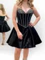 Breathtaking A-line Sweetheart Beading Short/Mini Silk Like Satin Corset Homecoming Dress