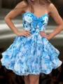 Mesmerizing A-line Sweetheart Ruffles Short/Mini Corset Homecoming Dress