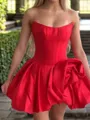 Magnificent A-line Straight Ruffles Short/Mini Satin Corset Homecoming Dress