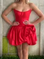 Magnificent A-line Straight Ruffles Short/Mini Satin Corset Homecoming Dress