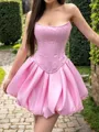Unforgettable A-line Straight Short/Mini Silk Like Satin Corset Homecoming Dress