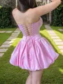 Unforgettable A-line Straight Short/Mini Silk Like Satin Corset Homecoming Dress