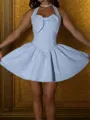 Perfect A-line Halter Bow Short/Mini Corset Homecoming Dress