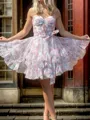 Splendid A-line Sweetheart Cascading Ruffles Short/Mini Corset Homecoming Dress