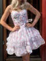 Splendid A-line Sweetheart Cascading Ruffles Short/Mini Corset Homecoming Dress