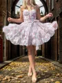 Splendid A-line Sweetheart Cascading Ruffles Short/Mini Corset Homecoming Dress