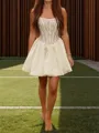 Grand A-line Straight Ruffles Short/Mini Satin Corset Homecoming Dress