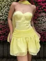 Breathtaking A-line Sweetheart Ruffles Short/Mini Organza Corset Homecoming Dress