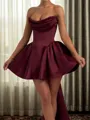 Luxurious A-line Cowl Bow Short/Mini Satin Homecoming Dress