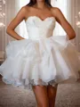 Mesmerizing A-line Sweetheart Cascading Ruffles Short/Mini Organza Homecoming Dress