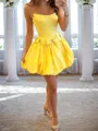 Unforgettable A-line Straight Bow Short/Mini Satin Corset Homecoming Dress