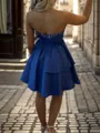 Stunning A-line Straight Bow Short/Mini Taffeta Corset Homecoming Dress