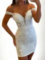 Hot Sheath Off-the-Shoulder Appliques Lace Short/Mini Lace Corset Homecoming Dress