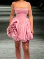Delicate A-line Square Beading Short/Mini Silk Like Satin Corset Homecoming Dress