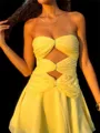 Exquisite A-line Straight Ruffles Short/Mini 30D Chiffon Homecoming Dress