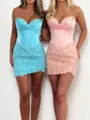 Splendid Sheath Sweetheart Appliques Lace Short/Mini Silk Like Satin Corset Homecoming Dress