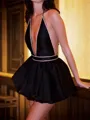 Breathtaking A-line V-Neck Sequin Short/Mini Stretch Crepe Homecoming Dress