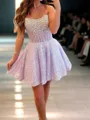 Luxurious A-line Straight Sequin Short/Mini Corset Homecoming Dress