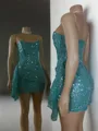 Mesmerizing Sheath Straight Sequin Short/Mini Corset Homecoming Dress