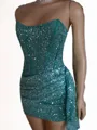 Mesmerizing Sheath Straight Sequin Short/Mini Corset Homecoming Dress
