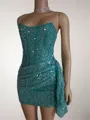 Mesmerizing Sheath Straight Sequin Short/Mini Corset Homecoming Dress