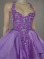 Captivating A-line Halter Beading Short/Mini Silk Like Satin Homecoming Dress