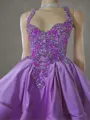 Captivating A-line Halter Beading Short/Mini Silk Like Satin Homecoming Dress