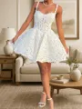 Magnificent A-line Straps Ruffles Short/Mini Lace Corset Homecoming Dress