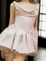 Unforgettable A-line Cowl Appliques Lace Short/Mini Stretch Crepe Homecoming Dress