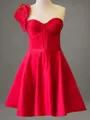 Stunning A-line One-Shoulder Beading Short/Mini Satin Corset Homecoming Dress