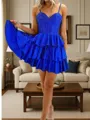 Perfect A-line Spaghetti Straps Cascading Ruffles Short/Mini Corset Homecoming Dress