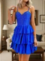 Perfect A-line Spaghetti Straps Cascading Ruffles Short/Mini Corset Homecoming Dress