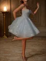 Grand A-line Spaghetti Straps Short/Mini Corset Homecoming Dress