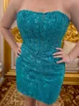Luxurious Sheath Straight Short/Mini Lace Corset Homecoming Dress