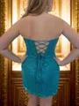 Luxurious Sheath Straight Short/Mini Lace Corset Homecoming Dress