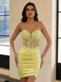 Show-stopping Sheath Sweetheart Appliques Lace Short/Mini Silk Like Satin Corset Homecoming Dress
