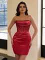 Mesmerizing Sheath Straight Pleated Short/Mini Silk Like Satin Corset Homecoming Dress