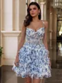 Magnificent A-line V-Neck Ruffles Short/Mini Corset Homecoming Dress